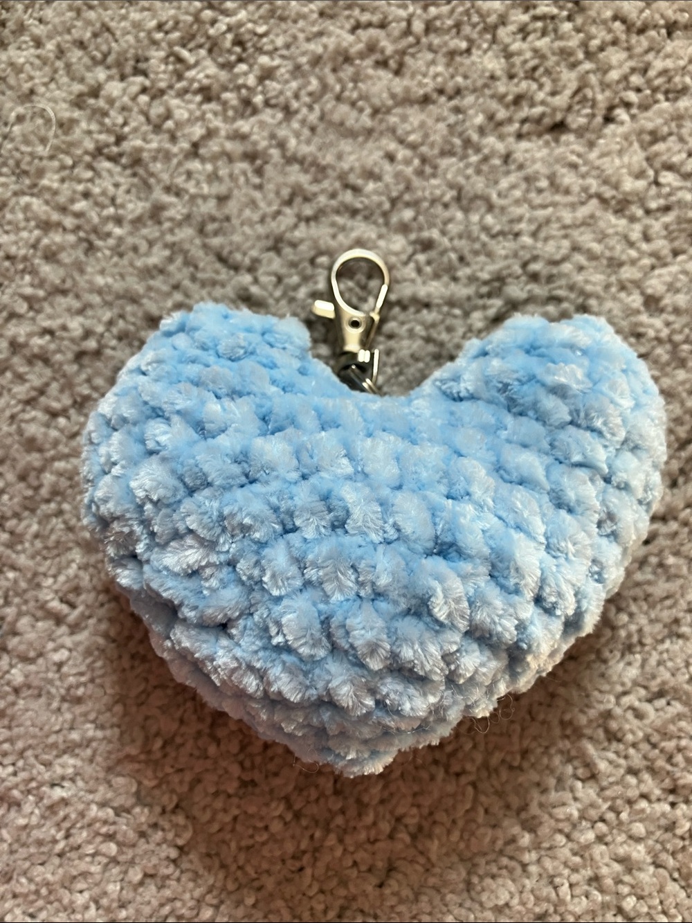 Crochet Heart Keychain Blue